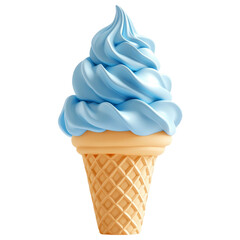 Delicious blue soft serve ice cream cone