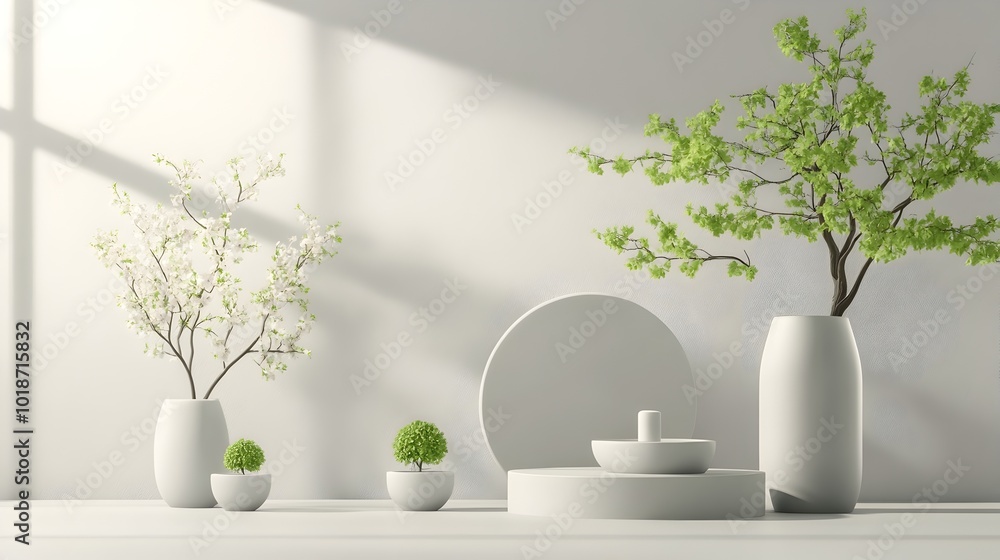Poster serene and clean minimalist 3d studio room with a slate gray backdrop showcasing a subtle shadow ove