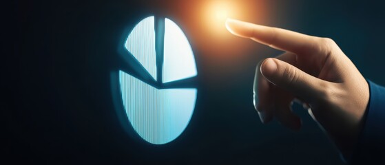 A hand reaching towards a glowing interactive interface, symbolizing innovation and digital interaction.