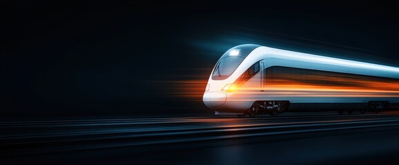 Obraz premium Futuristic High-Speed Train in Motion Innovations in Modern Transport Technology