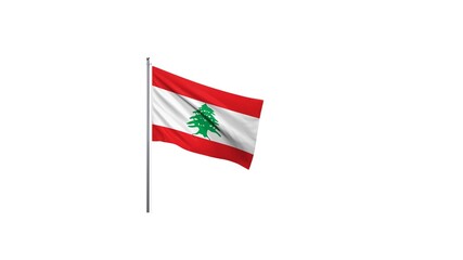 Republic of Lebanon national flag isolated on white background.