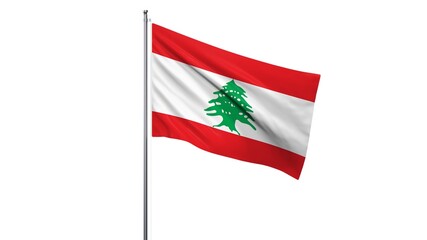 Republic of Lebanon national flag isolated on white background.