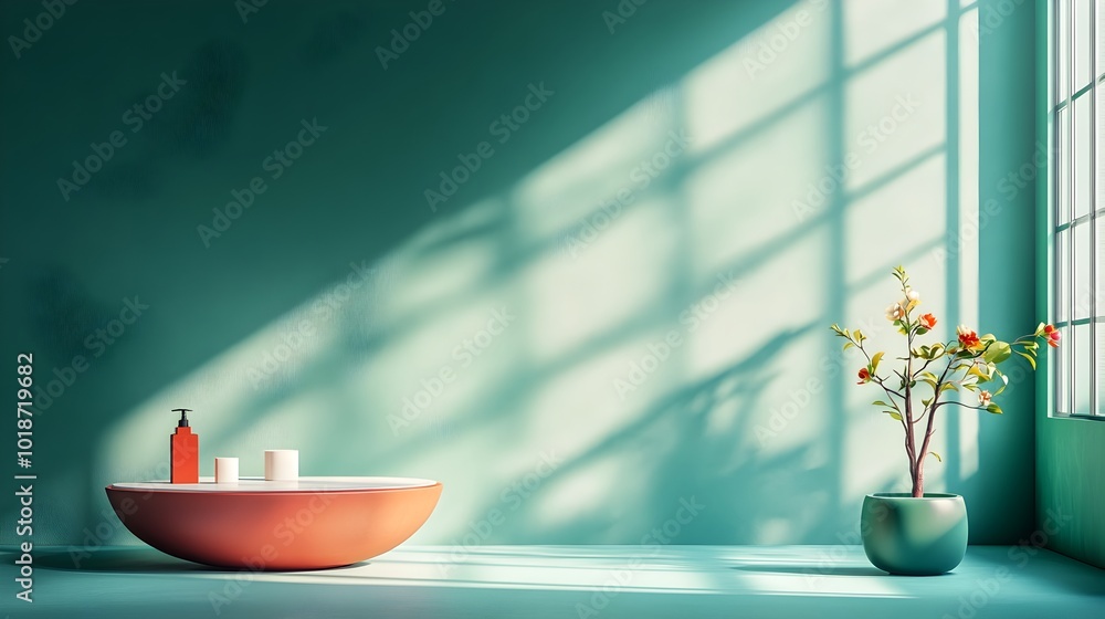 Poster elegant and minimalist 3d studio room with deep hunter green background empty floor and wall product