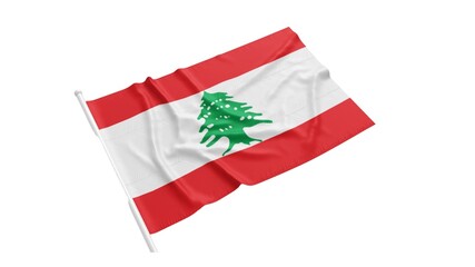 Republic of Lebanon national flag isolated on white background.