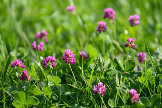 Clover Field. Fresh Spring Field of Clover, Alfalfa, and Lucerne in a Vibrant Green Palette