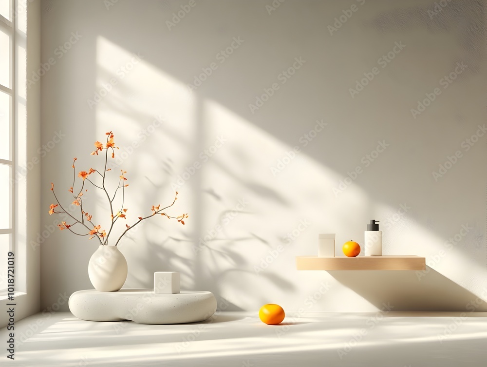 Poster elegant 3d studio room with sophisticated grey background empty floor and wall with product podium s