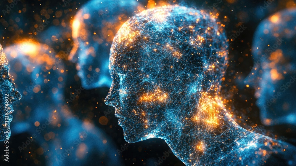 Poster digital avatars in a vibrant metaverse, connecting through vr and blockchain technology to experienc