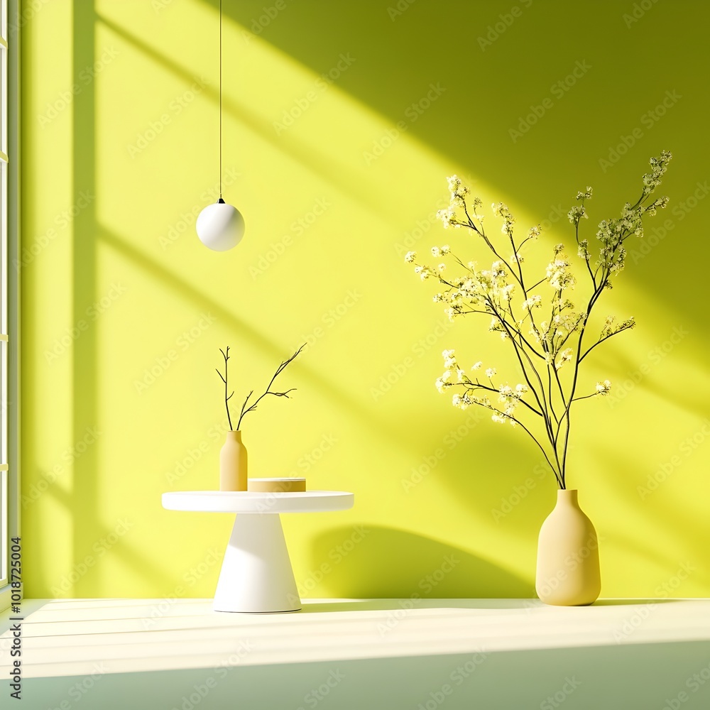 Poster captivating 3d studio scene featuring a sparse modern room with a product display pedestal dramatic 