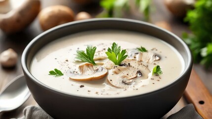 Cream Of Mushroom Soup: Homemade Delight in a Bowl, Fresh and Vegetarian