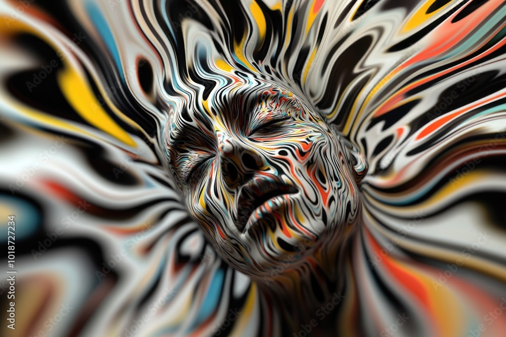 Poster a close-up digital painting of a man's face with detailed features and expressions