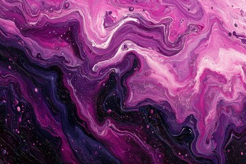 Obraz premium Abstract Swirling Purple and Black Liquid Acrylic Painting