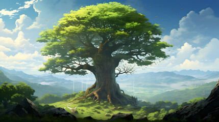 Obraz premium Ancient giant tree illustration