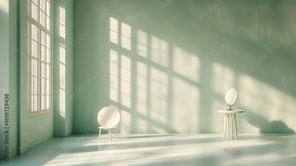 Poster tranquil and serene 3d studio scene featuring an empty interior with a product display pedestal mute