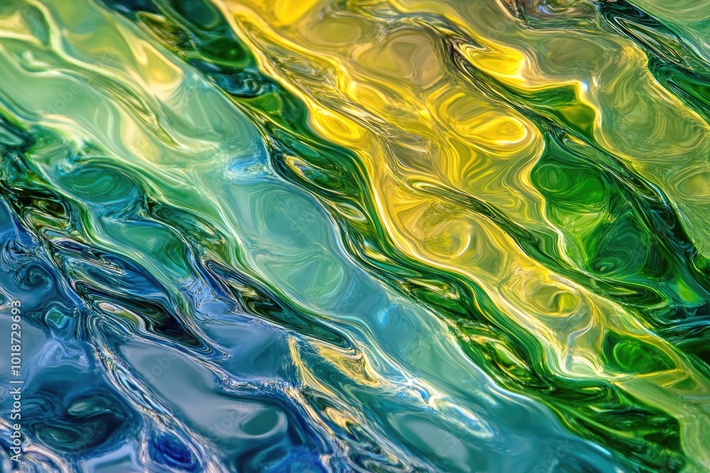 Poster a detailed view of a vibrant glass surface with intricate patterns and colors