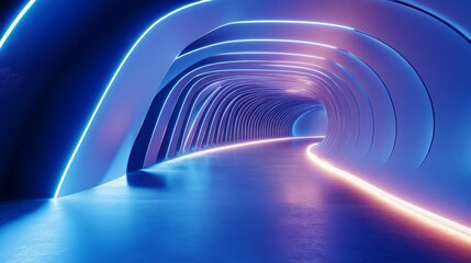 Abstract Futuristic Tunnel with Neon Lights
