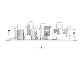 Naklejka premium Detailed Barcelona skyline vector illustration. Barcelona buildings in line art style, perfect for modern designs.