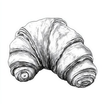 recommend clip art: Croissant Drawing. Hand-drawn Cartoon of French Pastry in Black and White