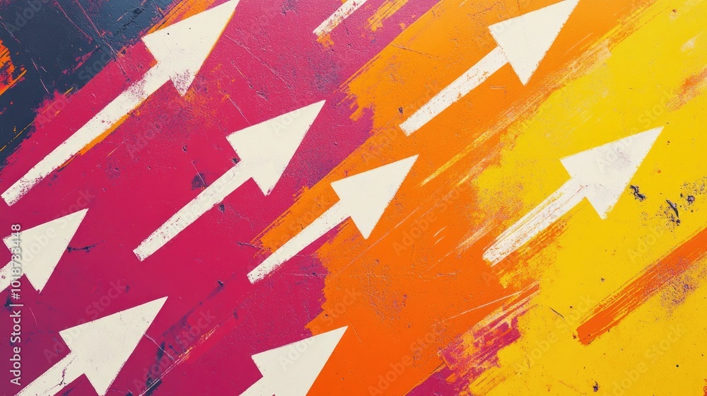 Aufkleber a detailed shot of a painting featuring colorful arrows, ideal for use in art-related contexts