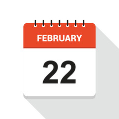 February 22 Calendar Date Icon