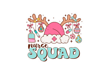 Fototapeta premium Nurse squad, Christmas PNG Sublimation Design