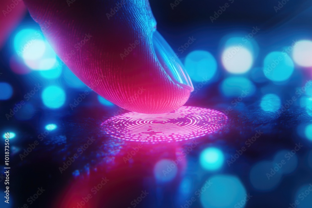 Poster close-up of a finger touching a fingerprint on a table, suitable for forensic or detective-themed sc