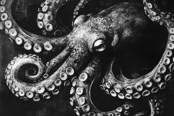 Obraz premium Close-up shot of an octopus's head and tentacles