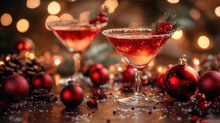 Colorful Christmas Cocktails with Bokeh Background for Holiday Inspirations
