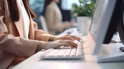 White collar worker typing on keyboard