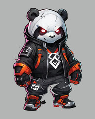 A Drawing Of A Panda Wearing A Jacket With The Number 3 On It