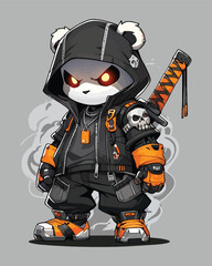 A Drawing Of A Panda Wearing A Jacket With The Number 3 On It