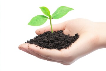 A person holds a small plant in their hand, possibly for nurturing or decoration