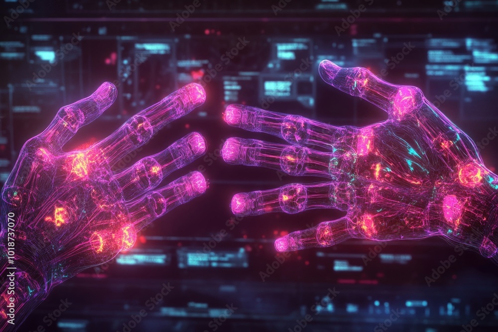 Poster two hands in close proximity on a computer screen, possibly conveying intimacy or collaboration