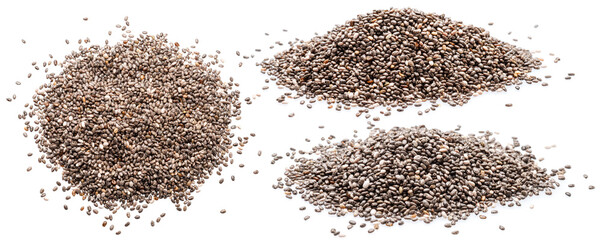 Chia seeds isolated on white background.