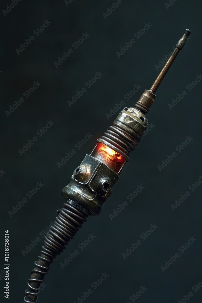 Poster Close-up shot of a metallic object with a light source shining on it