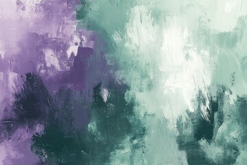 Fototapeta premium Abstract Painting with Purple, Green, and White Strokes