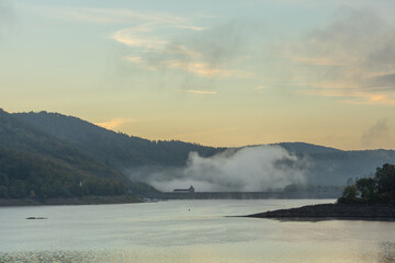 View to the dam of the german lake called Edersee