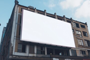 Blank white billboard on the city street..