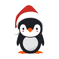 Fototapeta premium Cute Penguin Wearing Santa Hat - Christmas Clipart