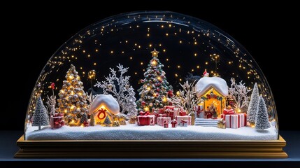 Obraz premium Christmas snow globe festive winter scene. New Year and Christmas background