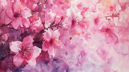 A beautiful watercolor painting of pink cherry blossoms.