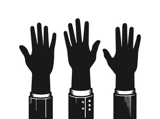 Obraz premium Raised hands silhouette set