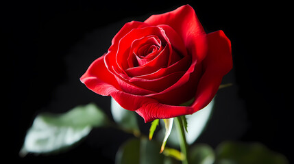 Red rose against a dark background