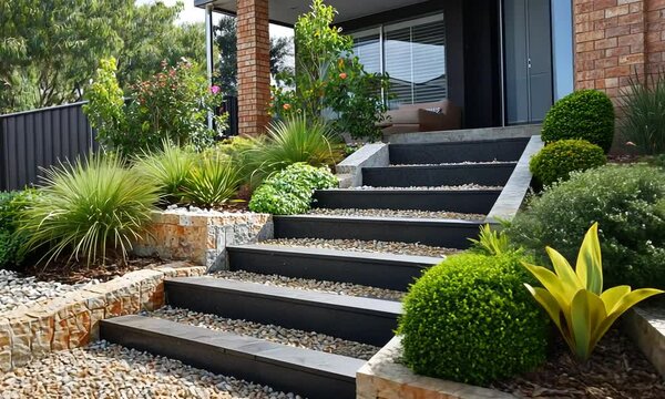 Modern Landscaping with Stone and Plants