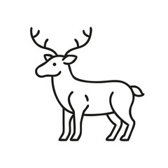 Minimalist black outline of a deer icon on a white background, perfect for design projects and nature themes, 