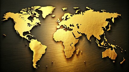 Elegant Gold World Map Illustration for Travel, Education, and Decorative Purposes in High-Quality Design