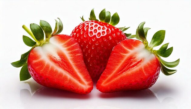 morango cortado muito suculento isolado com fundo branco