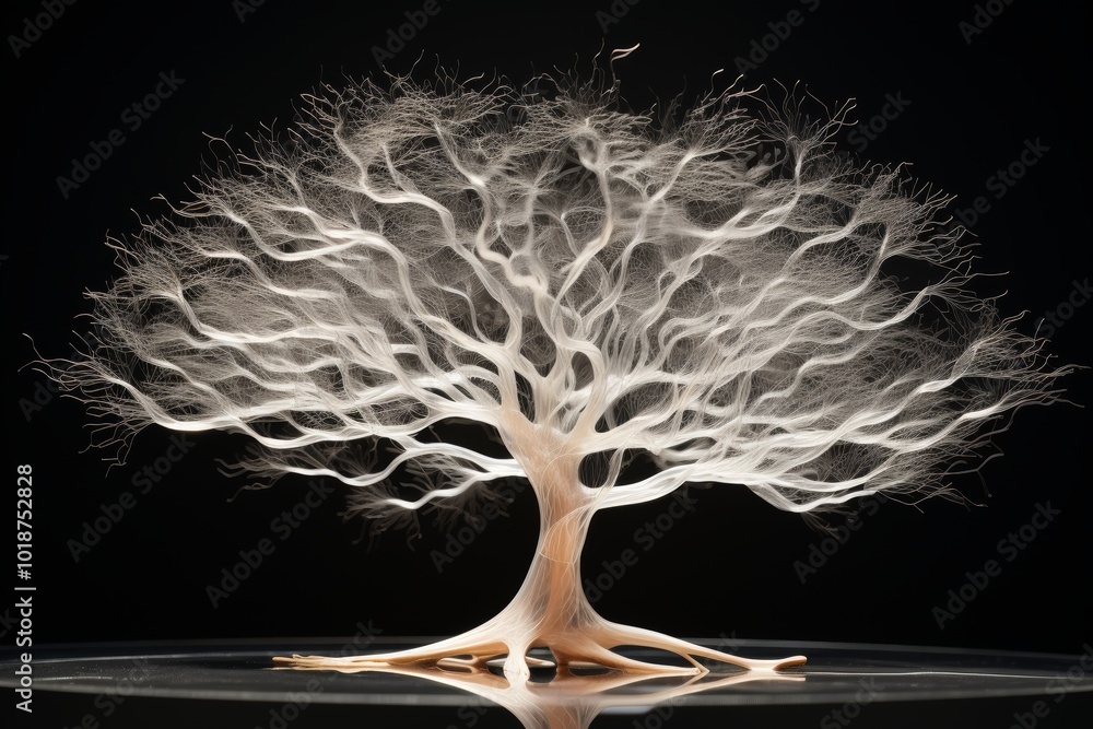 Aufkleber craft a mesmerizing depiction of the process of new neuron formation from an aerial viewpoint, illus