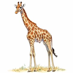 Fototapeta premium Hand-Drawn Giraffe Wildlife Protection Poster
