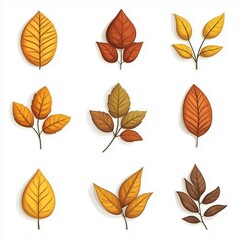 Fototapeta premium autumn leaves set on white background