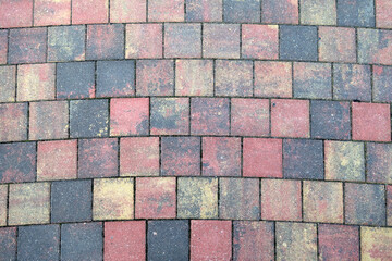 Cobblestone pedestrian pavement pattern.